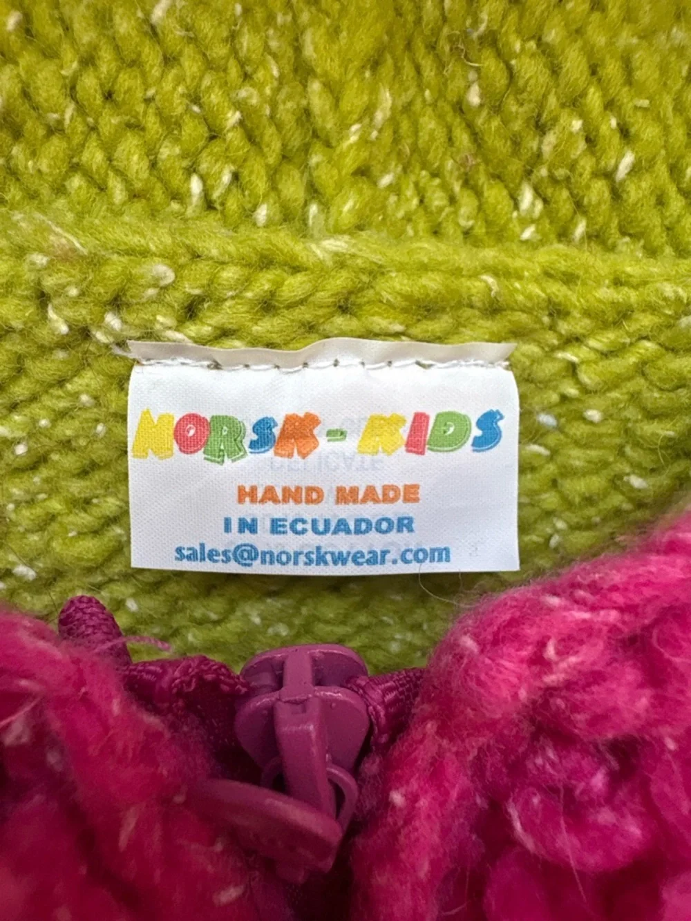 Norsk Kids Handmade Ecuador Wool Blend Knit Hoodie Jacket Girls Size 4